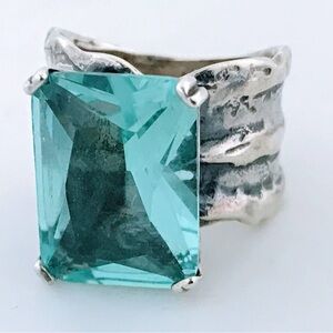 Silpada Silver Ring with Aqua Gemstone